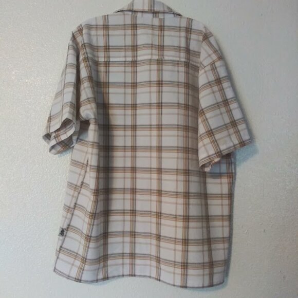 Oso Brand Men's size Large white, brown and black plaid print top - Picture 4 of 13